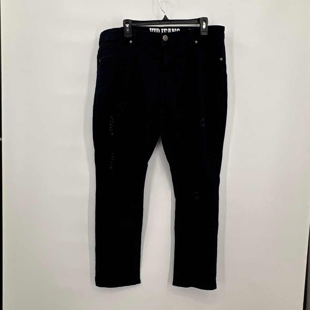 VIP Jeans Womens Plus Size 22 Black Distressed Skinny Denim Pants‎ 2-70621SBKX